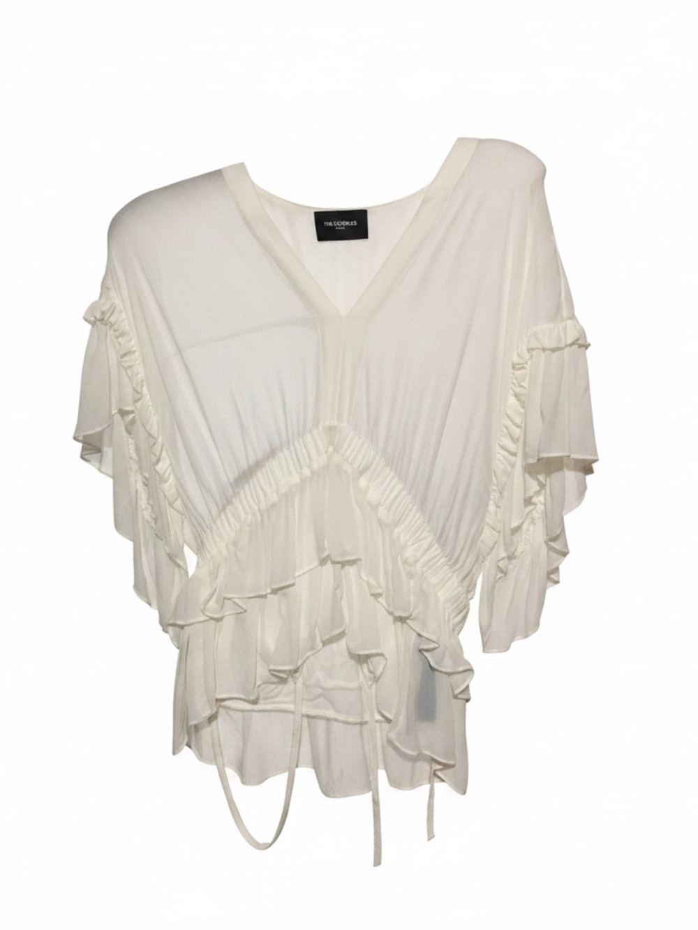 The Kooples Paris Women’s White Ruffle V-Neck Blouse - Picture 5 of 5